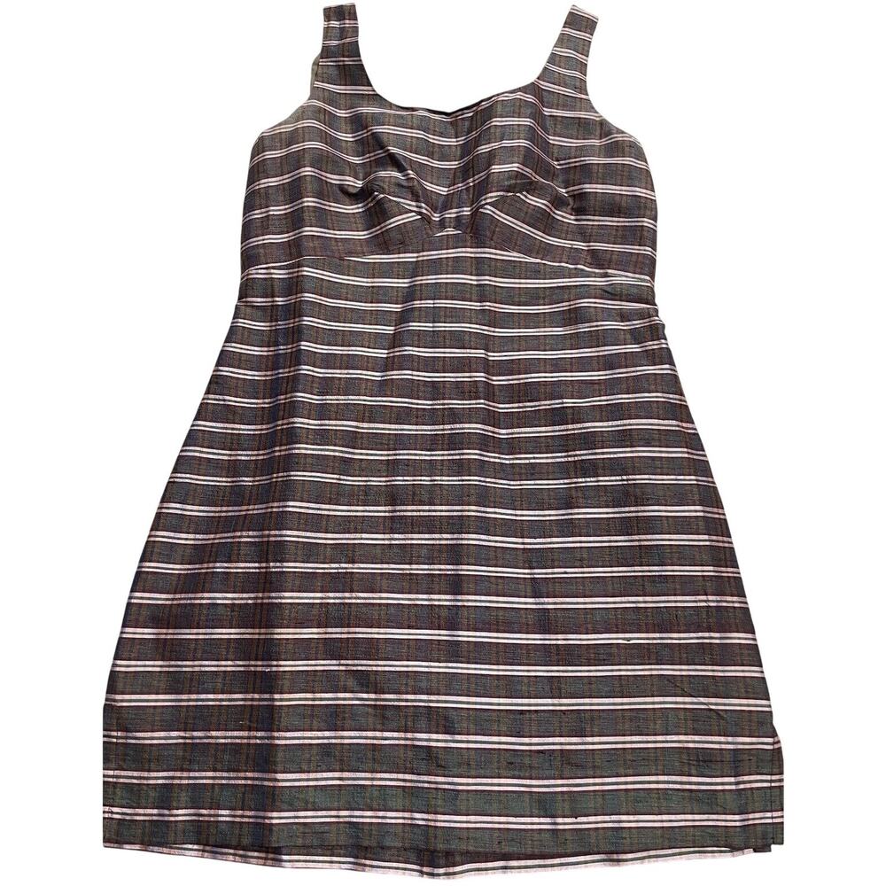 Y2K VTG Esprit Dress Plaid Silk Structured Dress Womens Sz Medium Dark Academia
